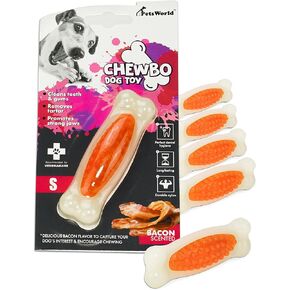 PETSWORLD Bacon Scented Dog Chew Toy for Tough Chewers. Cleans Teeth and Provides General Oral Health, Non-Toxic, Tough, Durable. for Small/Medium Dogs