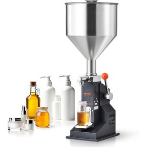 VEVOR Manual Paste Liquid Filling Machine, 5-100ml Adjustable Bottle Filling Machine, Stainless Steel Liquid Filler with 11.5L Hopper for Milk Water Juice Essential Oil Shampoo Cosmetic Honey