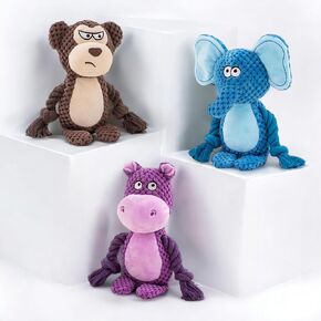Playtime Palace, Premium Quality Plush Dog Toys Pack of 3 - Chewy and Squeaky Fun for All Breeds - Durable Teething Options for Puppies - Ideal for Small, Medium, and Large Dogs - Ultimate Value Pack