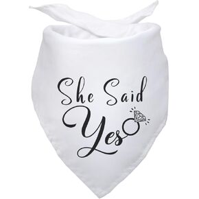 She Said Yes Wedding Dog Bandana Bridal Party Wedding Engagement Photo Prop Pet Scarf Accessories White Wedding Bandana for Dog Lovers Owner Gift