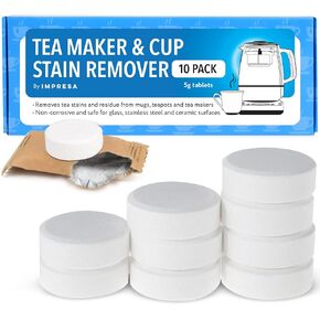 Impresa [10 Pack] Tea Maker Cleaner for Breville BTM100 Tea Maker and More, Safe and Non-Corrosive Tablets Help to Control the Build-Up of Limescale - Tea Maker and Cup Stain Remover