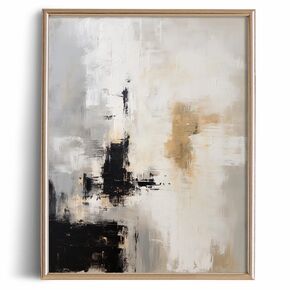 Minimalist Black and White Abstract Wall Art Decor - Mid Century Modern Poster Print for Wall - 11x14 Pictures - Bathroom Living Home Kitchen Bedroom Office Minimalist - Muted Moody Texture Aesthetic
