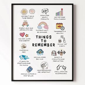 Things to Remember Wall Decor, Therapy Office Decor, School Counselor Decor, CBT Therapy Counseling Poster, Anxiety Relief Social Psychology Mental Health, Classroom Decor (11x14 inch Print Unframed)
