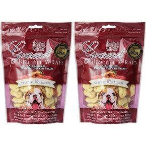Loving Pets All Natural Premium Sweet Potato Biscuit and Chicken Wraps with Glucosamine and Chondroitin Dog Treat Pack 2 (2 Items)