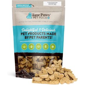 Raw Paws Grain-Free Biscuits for Dogs - Peanut Butter Recipe, 10-oz - Crunchy Dog Treats Made in USA - Corn, Wheat & Soy Free PB Dog Treats - Heart Shaped Puppy Biscuits - Peanut Butter Dog Biscuits