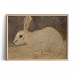 Vintage Rabbit Wall Art - Spring Easter Bunny Poster Prints - Modern Farmhouse Easter Egg Decoration for Bedroom Living Room - Ornament Craft Gift for Women - Rustic French Country Decor - Cottagecore