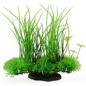 Saim Fish Tank Accessories Green Plants, Long Leaf Plant Decor Fish Tank Aquarium Decorations, 7.9" Height 2 Pcs