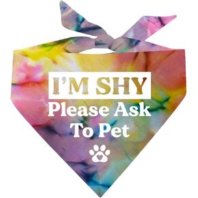 I'm Shy Please Ask to Pet Dog Bandana (Rainbow Scrunch, OS 590)