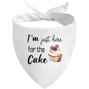 JXGZSO 1 Piece I'm Just Here for The Cake Funny Dog Wedding Bandana Engagement Announcement Gift (for The Cake D)