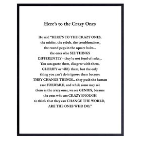 Steve Jobs Motivational Quote, Art Print, Home Decor - Inspirational Apple Wall Art Poster - Unique Room Decorations for Office, Den - Gift for Entrepreneur, Disruptor, Boss - 8x10 Photo Unframed