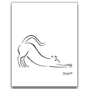 Pablo Picasso Cat Wall Art | 11x14 UNFRAMED Cat Themed Picture | Black and White