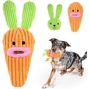 Vehomy Dog Corn Shape Squeaky Toy 2 in 1 Puzzle Puppy Toy Plush Dog Leakage Food Toy for Small & Medium Dogs Interactive Dog Chewing Toy for Teething with Crinkle Paper & Squeaker Corn