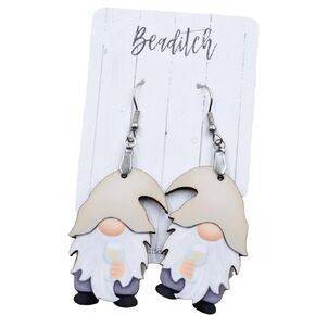 Chardonnay Gnome Earrings - White Wine Earrings