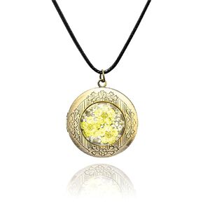 Handmade Oval Shaped Photo Locket Pressed Flower Locket Necklace Forget Me Not Jewelry Handmade Personalized Necklaces