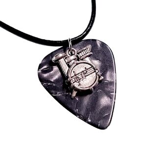 Guitar Pick Necklace Drums on Gray
