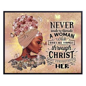 African American Wall Art for Black women - Christian Wall Art & Decor - Inspirational quote Black Art - Religious positive Quotes Wall Decor - spiritual Wall Decor - Jesus Christ Motivational poster