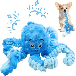 Squeaky Pet Dog Chew Toys, Plush Funny Interactive Octopus Dog Squeaky Toys to Keep Them Busy, Dog Toys for Small Medium Dogs, Durable Stuffed Animals Puppy Toys for Dog Fun&Teeth Cleaning