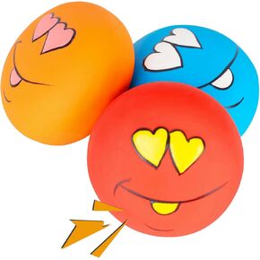 Dog Squeaky Toys Latex Squeak Balls Rubber Soft Chewing Fun Smile Toys Interactive Fetch Play Dog Balls for Puppy Small Pet Dogs (3 PCS)…