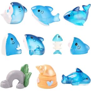 20Pcs Mixed Color Luminous Cute and Naughty Shark Ornaments Aquarium Micro Landscape Fish Tank Glow in Dark Resin Crafts
