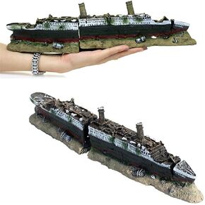 Resin Wreck Ornaments, Titanic Lost Wrecked Boat Ship Aquarium Decoration Ornament Wreck Ornaments