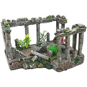 Extra Large Aquarium Decoration Roman Column Ancient Greek Palace Remains Landscaping Big Ornament Betta Fish Cichlid Decor for 10 20 30 40 Gallons Fish Tank (Grey)