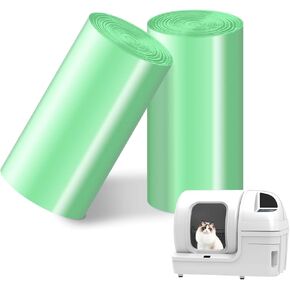 Cat Waste Drawer Liners, 25 Count Per Roll, 2 Rolls Pack, Durable and Tear-Resistant, Fits 9-11 Gallon Drawers, Versatile Use for cat litter box liners, kitchen,office,home, car trash can.