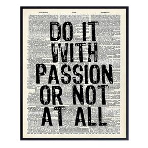 Motivational Passion Dictionary Art, Wall Decor Picture - 8x10 Upcycled Home Decoration Poster Print for Office, Apartment, Living Room, Gym, Studio - Inspirational Gift for Entrepreneur, Athlete