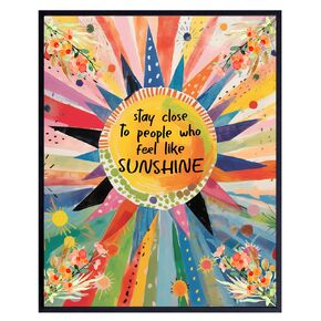 Inspirational Art positive Wall Decor - Colorful Watercolor Family Room Decor - positive Sayings - Wall Art for Women - Happy Home Decor - Womens Bedroom Decor - Inspirational Quotes Living room Decor