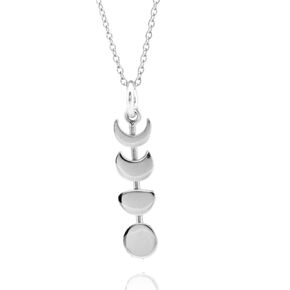 Sterling Silver Tiny Moon Phase Charm Necklace, 18"