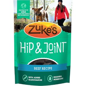 Zukes Hip and Joint Dog Treats, Soft and Chewy Natural Bag of Treats with Hip and Joint Support, Beef Recipe - 6 oz. Bag