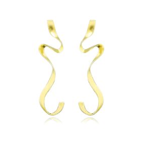 S925 Sterling Silver Spiral Geometric Earring for Women Gold Irregular Abstract Geometric Earrings Chunky Spiral Dangle Earrings Hypoallergenic Gold Plated Geometric Boho Earrings (Silver)