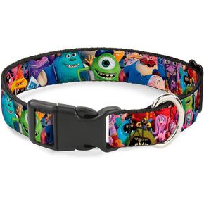 Buckle-Down Plastic Clip Collar - Monsters University Monsters Stacked - 1/2" Wide - Fits 9-15" Neck - Large