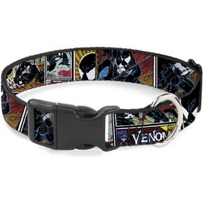 Dog Collar Plastic Clip Venom Comic Book Panels 15 to 26 Inches 1.0 Inch Wide