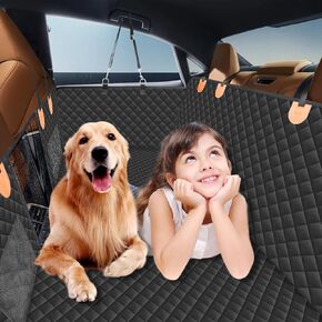 Hard Bottom Dog Car Seat Cover for Back Seat, Waterproof Dog Car Seat Cover with Hard Support Plate, Heavy Duty Scratch Proof Nonslip Soft Dog Hammock for Car, SUV, Truck - Orange
