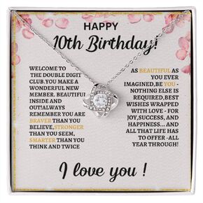 IPINK-10 Year Old Girl Birthday Gift Ideas, Presents For Happy 10th Birthday, Cool Gifts For 10-year-old Girls, Jewelry Necklace with Message Card and Gift Box (10th Rain Alluring)