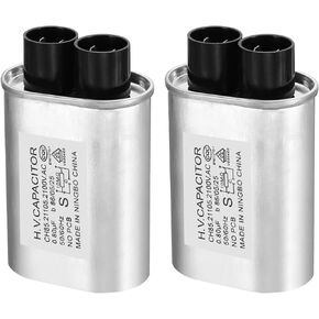 PATIKIL Microwave Capacitor, 2 Pack 0.85uF AC 2100V High Voltage Capacitor 7mm Pin Distance for Universal Microwave Oven, Silver Tone