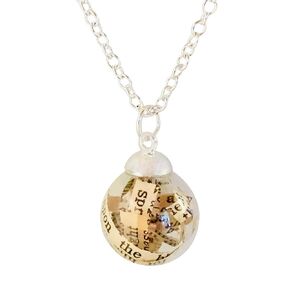 Antique Bible Pages Glass Pendant Necklace Unique Handmade Christian Easter Faith Religious Gifts for Women with Bible Quote Card by Dorinta