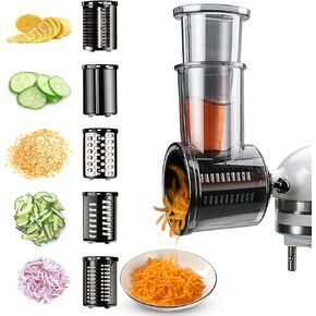 Slicer Shredder Attachments for KitchenAid Stand Mixers, Cheese Grater, Salad Maker, Vegetable Shredder, Food Slicers Chopper Grinding Powder Accessories with Upgraded 5 Blades