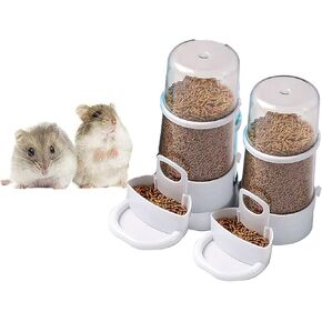 2 Packs Pet Feeder and Waterer, Self Dispensing Automatic Hamster Feeder, Food and Water Dispenser Set,Small Animal Dog Cat Pet Food Bowl, for Dogs Cats Pets Animals, 16x14cm, Blue (Blue)