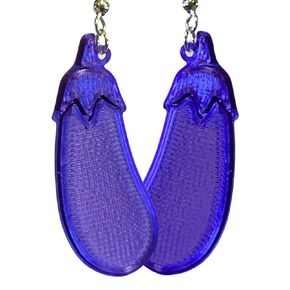 3D Print Eggplant Earrings and accessories for women and girls meme emoji lovers silly quirky cute fashion unique interesting from sueno pots (Purple)