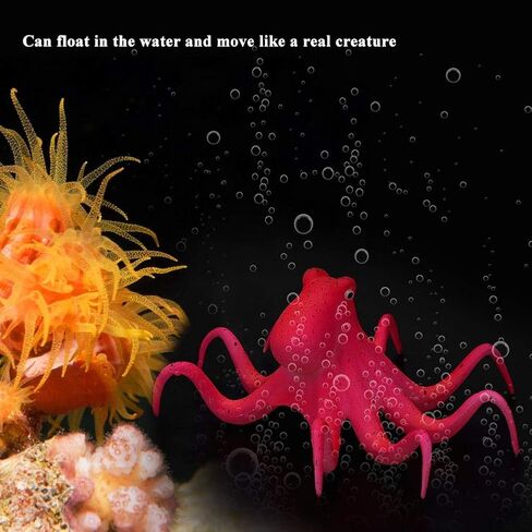 Aquarium Octopus Decoration, Fish Fluorescent Octopus Ornament Artificial Silicone Simulation Octopus with Suction Cup Blue in Saudi Arabia