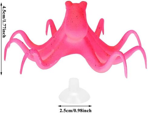Aquarium Octopus Decoration, Fish Fluorescent Octopus Ornament Artificial Silicone Simulation Octopus with Suction Cup Blue in Saudi Arabia