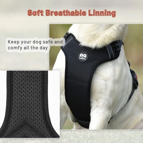 QQPETS No Pull Dog Harness: Reflective Adjustable Soft Padded Oxford Vest with Easy Control Handle for Puppy Small Medium Large Pet Outdoor Walking Training (X-Large, Black) in Saudi Arabia