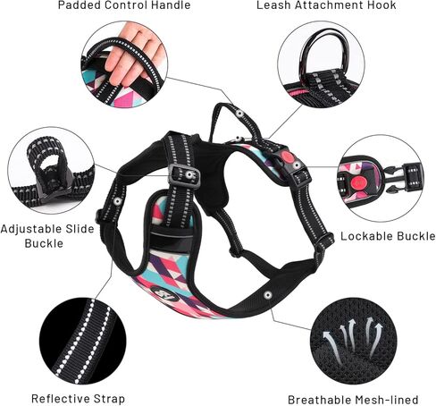 QQPETS No Pull Dog Harness: Reflective Adjustable Soft Padded Oxford Vest with Easy Control Handle for Puppy Small Medium Large Pet Outdoor Walking Training (X-Large, Black) in Kuwait