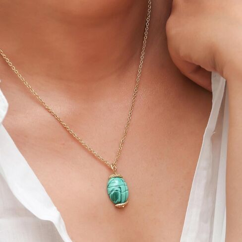 قلادة خنفساء اللازورد الطبيعية من Gempires، قلادة الجعران، جوهرة سبتمبر، بلورات شفاء الطاقة، هدية لها، مجوهرات الأحجار الكريمة (اللازورد) in Kuwait