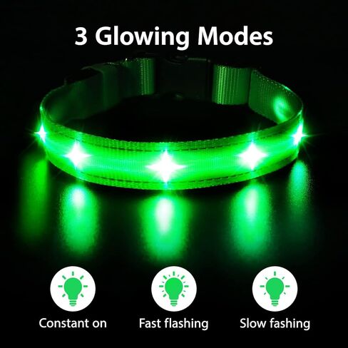 USB Rechargeable LED Dog Collar - Adjustable and Waterproof Light Up Pet Collar with airtag holder for Night Safety and Visibility, Blue in Kuwait