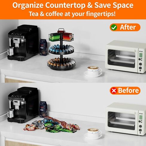 Coffee Pod Holder and Tea Bag Organizer, K Cup Holder Carousel Stand for 54 Pods and 50 Tea Bags, Keurig Pod Holder Coffee Bar Accessories for Kitchen, Office, Countertop Coffee Station in Saudi Arabia