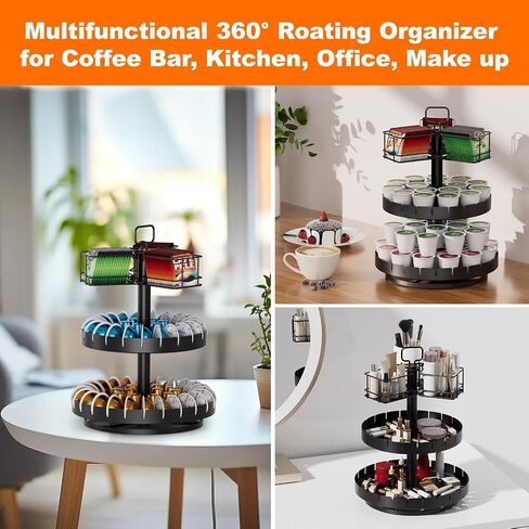 Coffee Pod Holder and Tea Bag Organizer, K Cup Holder Carousel Stand for 54 Pods and 50 Tea Bags, Keurig Pod Holder Coffee Bar Accessories for Kitchen, Office, Countertop Coffee Station in Saudi Arabia