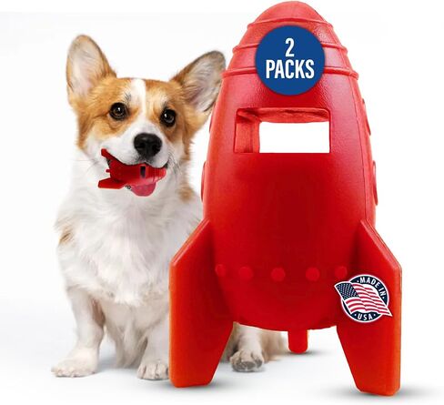 Ace's Creations Red Rocket Indestructible Chew Toy for Dogs - Interactive, Heavy-Duty Nylon for Aggressive Chewers,Long-Lasting,Chew Proof,Healthy Chewing,for Small and Medium Size Breeds,2 Pck in Saudi Arabia