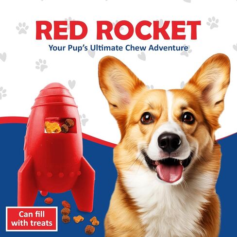 Ace's Creations Red Rocket Indestructible Chew Toy for Dogs - Interactive, Heavy-Duty Nylon for Aggressive Chewers,Long-Lasting,Chew Proof,Healthy Chewing,for Small and Medium Size Breeds,2 Pck in Saudi Arabia